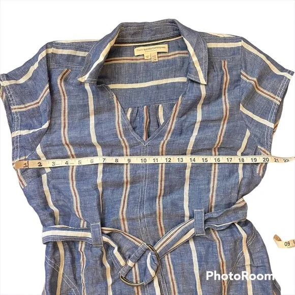 Pilcro by Anthropologie striped linen collared dress size 12 - Picture 15 of 16